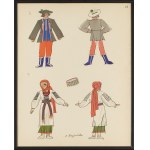 Zofia Stryjeńska (1891 Cracovie - 1976 Genève), Costumes folkloriques de Lviv. Feuillet XII du portfolio Costumes de paysans polonais, 1939