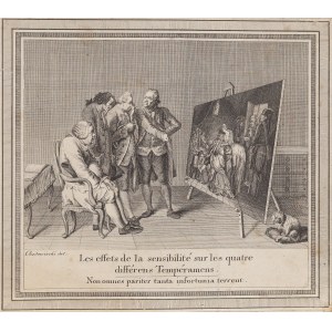 Daniel Chodowiecki (1726 Gdaňsk - 1801 Berlín), Pánové před obrazem (: Les effets de la sensibilité sur les quatre différens Temperaments), asi 1767