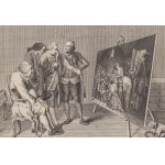 Daniel Chodowiecki (1726 Gdaňsk - 1801 Berlín), Pánové před obrazem (: Les effets de la sensibilité sur les quatre différens Temperaments), asi 1767