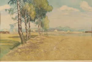 Friedrich Iwan (1889 Kamienna Góra - 1967 Wangen), Pejzaż z brzozą