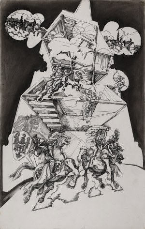 Janusz KIJAŃSKI (1946-2011), Wieża piastowska - projekt adaptacji wnętrza, 1988-1989 r.