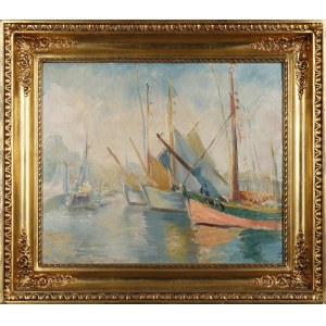 Painter INDEPENDENT (b. 20th century), Summer in the harbor, ca. mid-20th century.