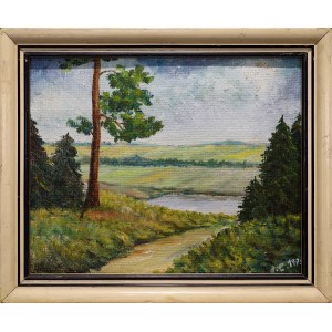 Malarz nieokreślony, MONOGRAMISTA JC (XX w.), Pejzaż z sosną, 1975