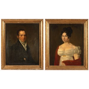 Pittore del XIX secolo, Coppia di dipinti Biedermeier
