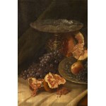 19th century painter, Still life with game and fruit on a table