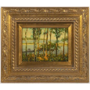 Pittore impressionista, Paesaggio con alberi e lago