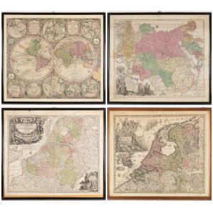 Four engravings with maps