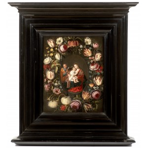 Jan Brueghel the Younger (1601-1678) and Pieter van Avont (1600-1652), attributed to, THE HOLY FAMILY IN A WREATH OF FLOWERS