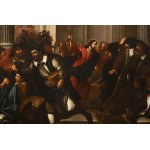 Italian painter at the beginning of the 17th century, JESUS DRIVES THE MERCHANTS OUT OF THE TEMPLE