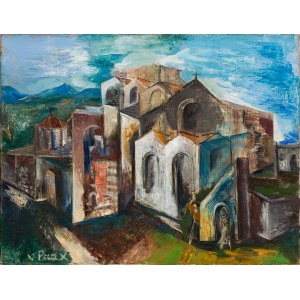Valentine Prax (1897 Annaba - 1981 Paryż), Pejzaż z kościołem