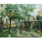 Henryk Epstein (1891 Łódź - 1944 obóz koncentracyjny, prawdopodobnie Auschwitz), Pejzaż z przydomowym ogródkiem, 1917-19