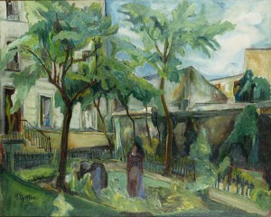 Henryk Epstein (1891 Łódź - 1944 obóz koncentracyjny, prawdopodobnie Auschwitz), Pejzaż z przydomowym ogródkiem, 1917-19