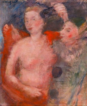 Joachim Weingart (1895 Drohobycz - 1942 Auschwitz), Kobieta w półakcie z Pierrotem, około 1930