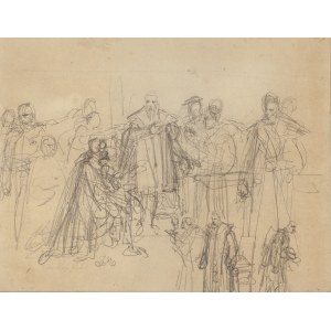 Jan Matejko (1838 Kraków - 1893 Kraków), Studia do obrazów historycznych Unia Lubelska (recto) / Batory pod Pskowem (verso)
