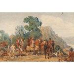 Artur Grottger (1837 Ottyniowice na Podolu - 1867 Amélie-les-Bains), Polowanie z sokołem (Polowanie Jana III Sobieskiego z sokołem), 1859