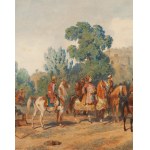 Artur Grottger (1837 Ottyniowice na Podolu - 1867 Amélie-les-Bains), Polowanie z sokołem (Polowanie Jana III Sobieskiego z sokołem), 1859