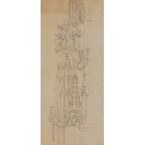 Stanisław Wyspiański (1869 Kraków - 1907 Kraków), Szkic pinakla katedry w Mediolanie (recto) / Szkic detalu architektonicznego (verso), 1890