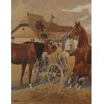 Juliusz Holzmüller (1876 Bolechów - 1932 Lviv), Cavalli davanti a una fattoria, 1905