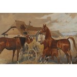 Juliusz Holzmüller (1876 Bolechów - 1932 Lviv), Cavalli davanti a una fattoria, 1905