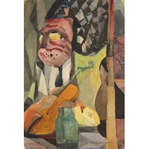 Hanna Pachniewska-Betley (1910 - 1987), Kompozycja ze skrzypcami i maską, 1951