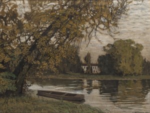 Konstanty Mackiewicz (1894 Małoryta k. Brześcia - 1985 Łódź), Pejzaż z widokiem na Białą Fabrykę w Łodzi, 1929