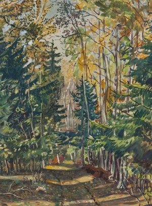 Stanisław Rolicz (1913 Mandżuria - 1997 Sopot), Pejzaż leśny (recto) / Jesienne drzewa (verso), 1942