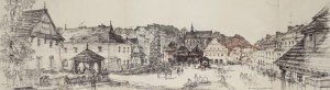 Henryk Dąbrowski (1927 Warszawa - 2006 Warszawa), Kazimierz Dolny - panorama rynku, 1985