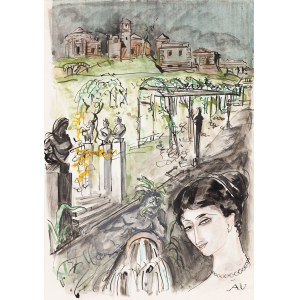 Antoni Uniechowski (1903 Vilnius - 1976 Warsaw), Lady against the background of a garden