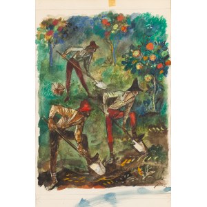 Jan Marcin Szancer (1902 Kraków - 1973 Warsaw), Illustration for the book Through a pink glass. Peter-gardener's shovel, 1966