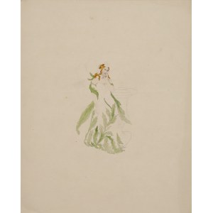 Malarz NIEOKREŚLONY (XIX / XX w.), Zamyślona nimfa leśna, 1 ćw. XX w