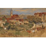 Hans FRITSCH (1870-1945), Widok na saskie miasteczko Nossen k.Miśni z zamkiem króla Polski Augusta Mocnego, 1907