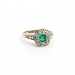 Art deco diamond emerald ring