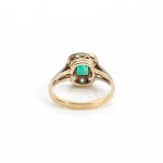 Art deco diamond emerald ring