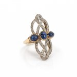 Art deco sapphire diamond ring