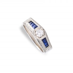 Anello con diamante in stile Art Déco