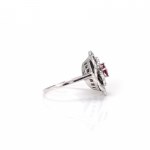 Ladies' ring in flower shape with diamond and ruby setting