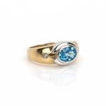Blue topaz diamond ring