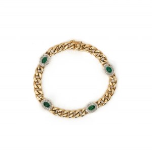 Armoured bracelet with emerald cabochons