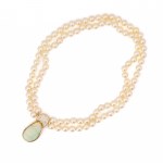 Collier opale-diamant-perle