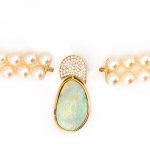 Collier opale-diamant-perle