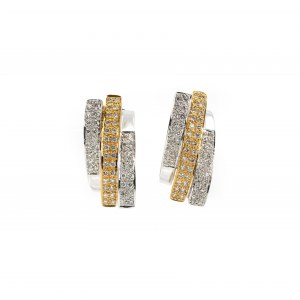 Bicolor diamond ear clips