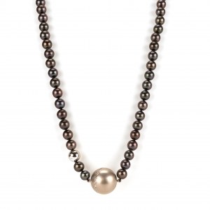 Collana di perle senza fine con sfera di diamanti