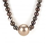 Collana di perle senza fine con sfera di diamanti