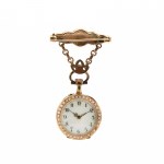 Savonette pocket watch with brooch