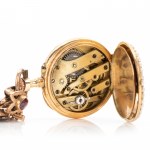 Savonette pocket watch with brooch