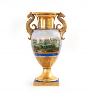 KPM handle vase with Lennep - Remscheid in the decoration