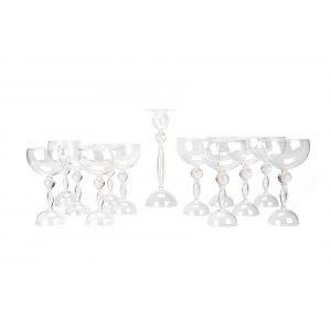Barovier & Toso set of white and red wine glasses and 1 candlestick 'The Sherry Netherlands'