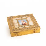 Book case with porcelain painting and mother-of-pearl inlays