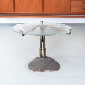 Brutalist side table, in the style of Lothar Klute