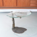 Brutalist side table, in the style of Lothar Klute